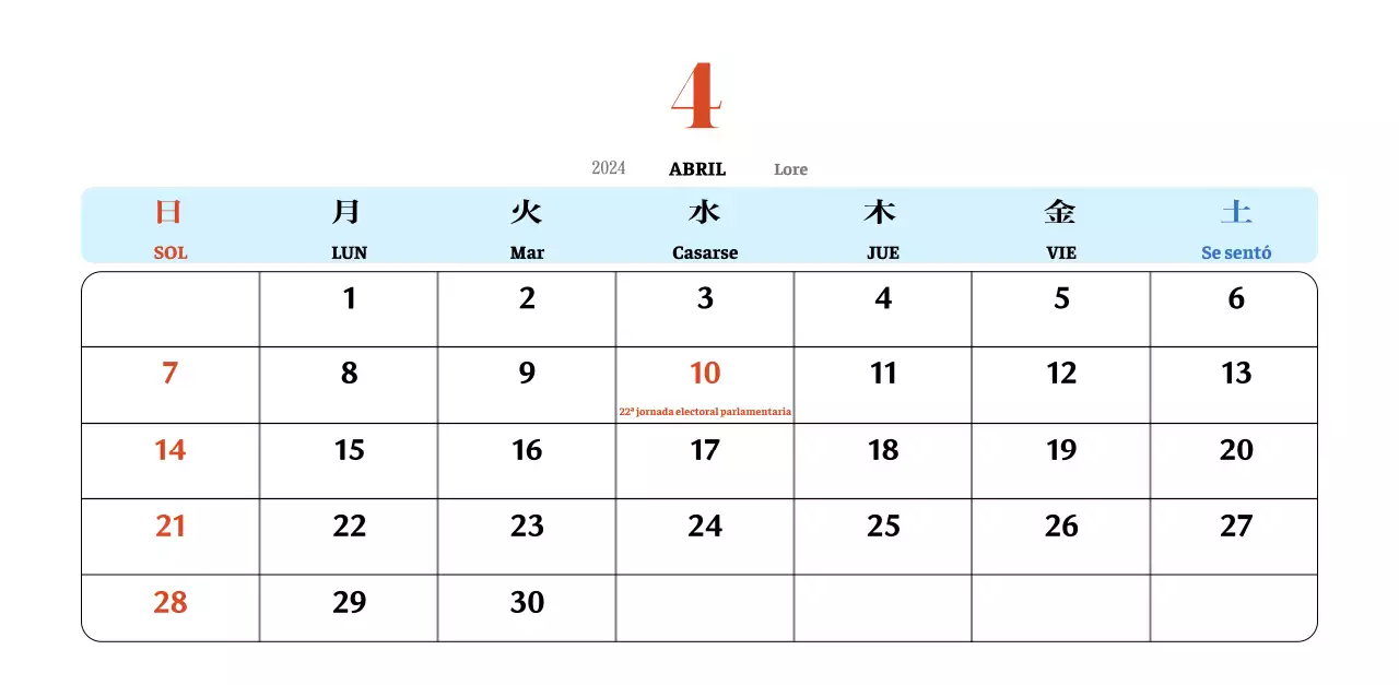 Calendario nostálgico de concepto retro en rojo y azul