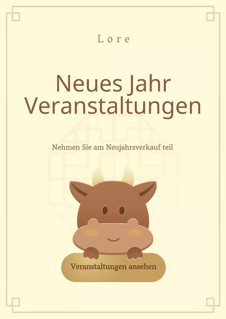 Werbeseite für das Neujahrsfest mit niedlichen gelben Illustrationen