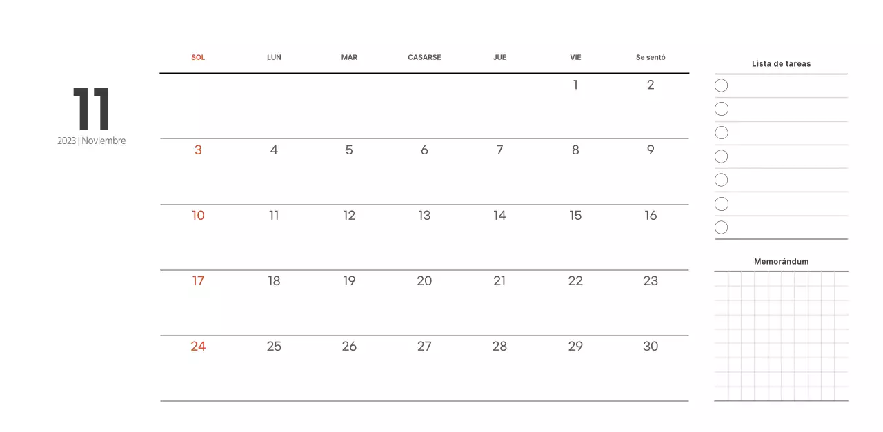 Calendario de cafetería de estilo sencillo y moderno