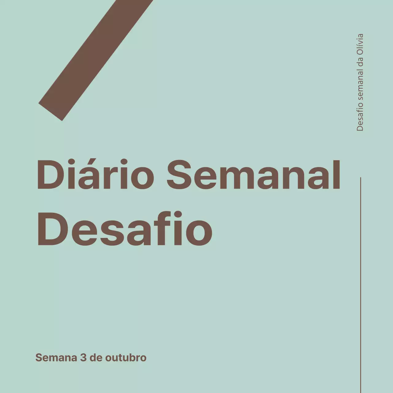 Capa de desafio moderna para agenda semanal em menta e castanho