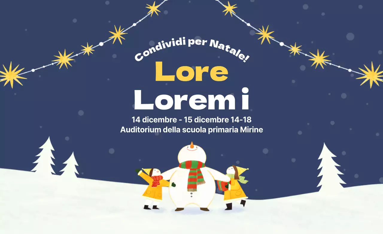 Progettate un hot pack promozionale per un bazar di beneficenza con l'illustrazione di un simpatico pupazzo di neve e di bambini.