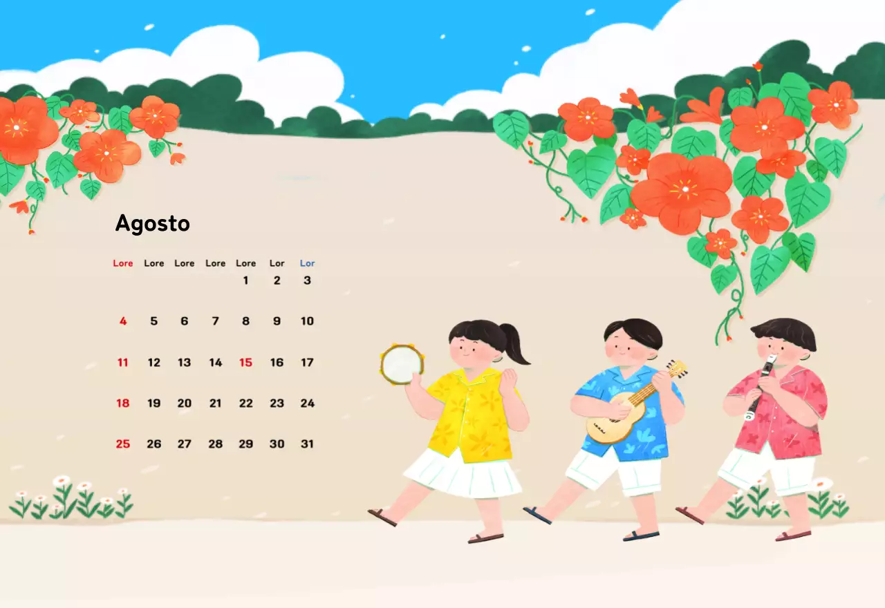 Un calendario di Capodanno caldo e illustrato