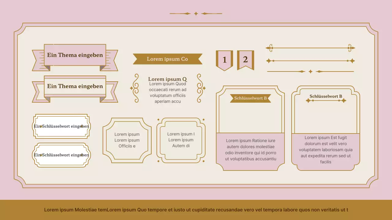 Präsentationskit für Vintage-Rahmen in Rosa und Gold