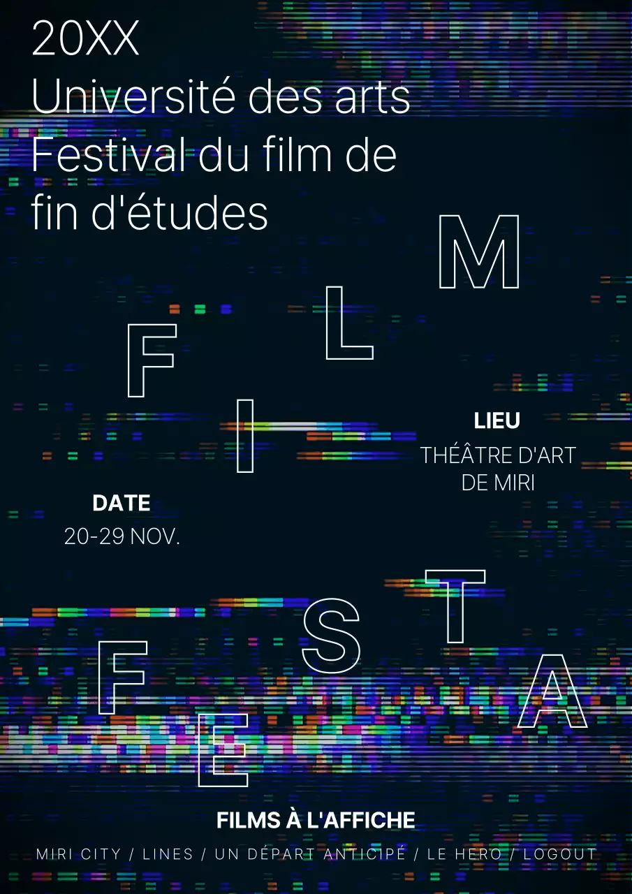 Effet glitch de film avec thème noir Graduation Film Festival