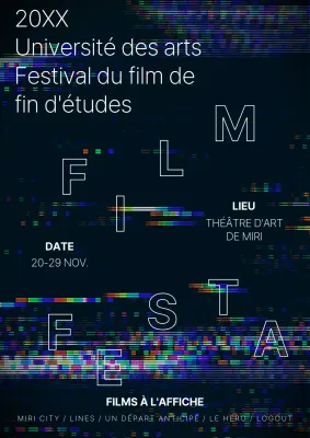 Effet glitch de film avec thème noir Graduation Film Festival