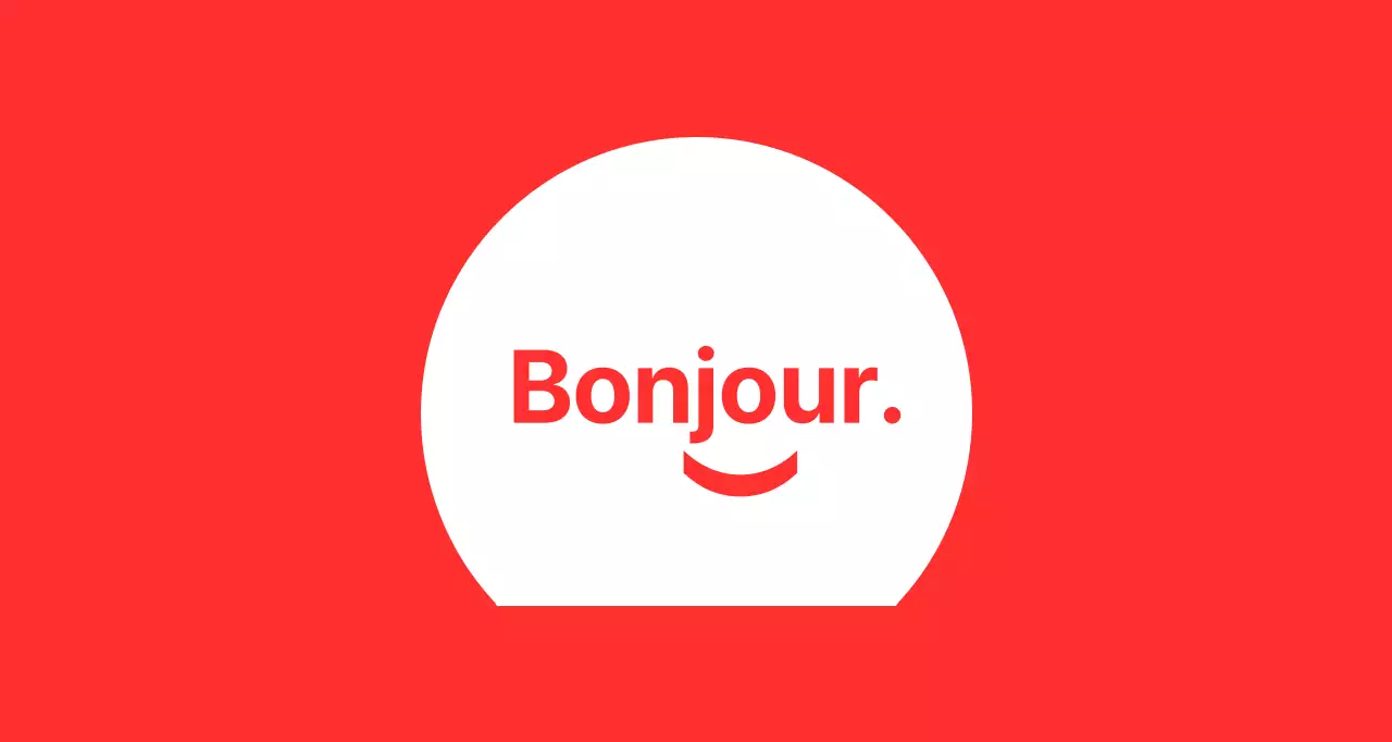 Hello smiley fond rouge baldt