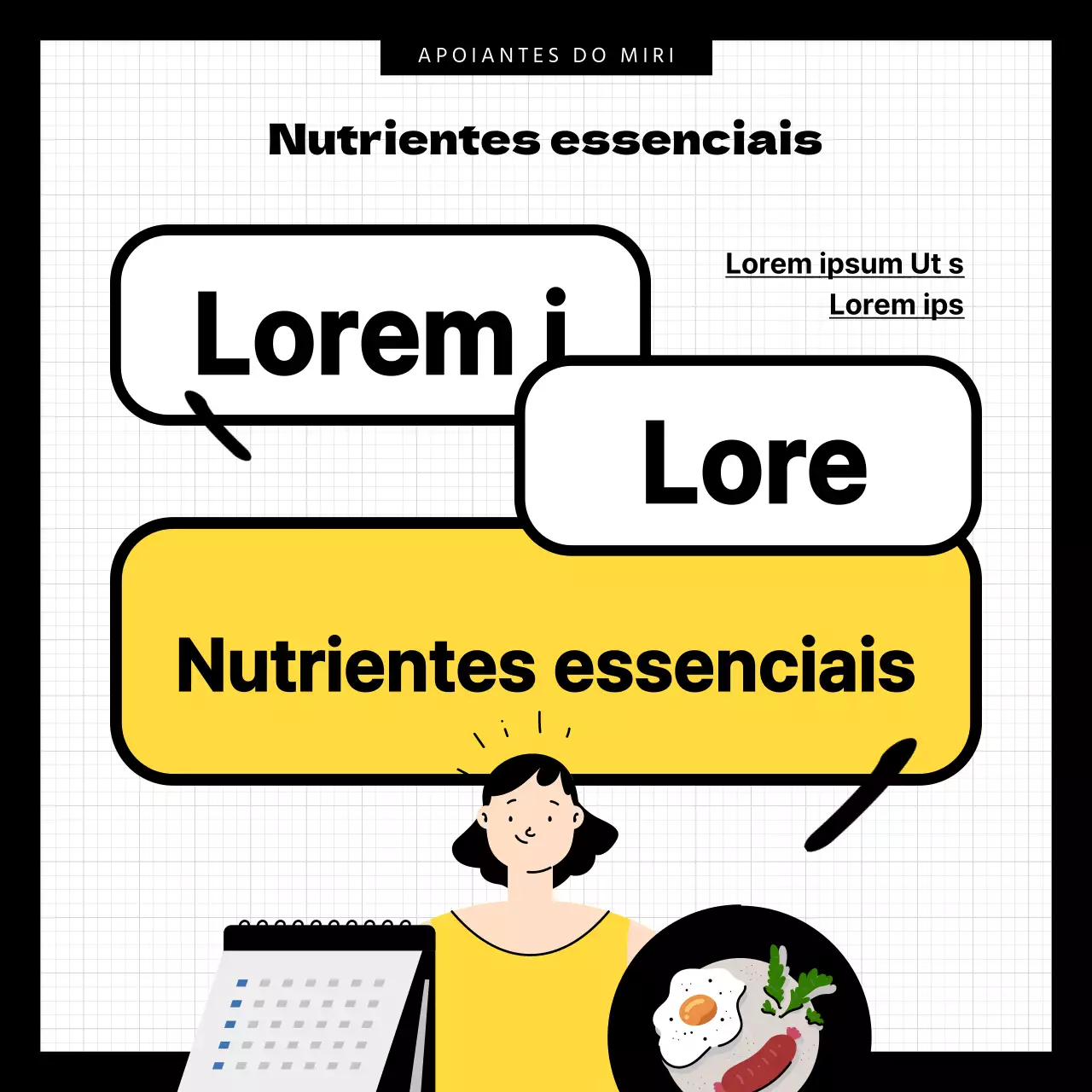 Explicação do nutriente amarelo e preto dos apoiantes