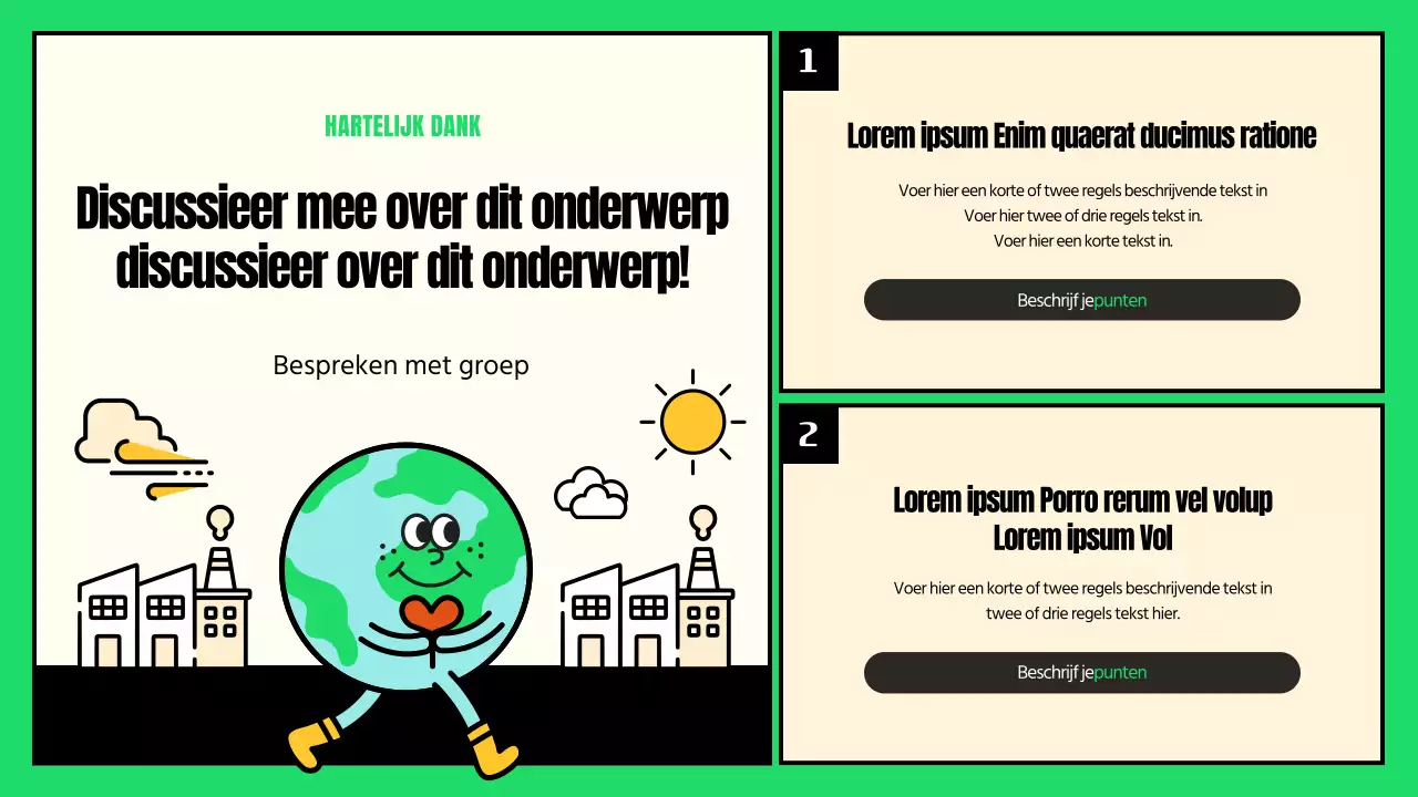 Leuke illustraties met groene en gele accenten ESG en actie tegen klimaatverandering