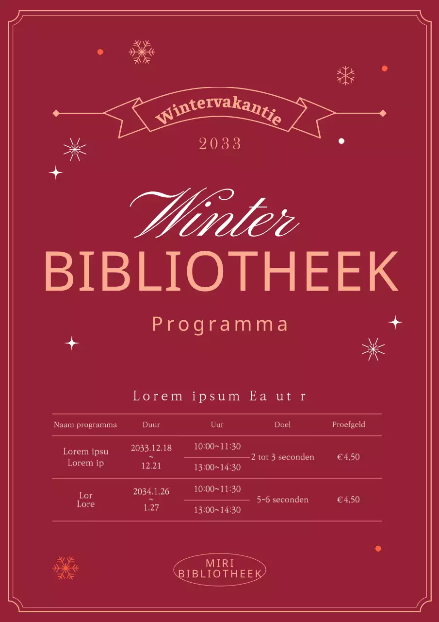 Programma wintervakantie in rood