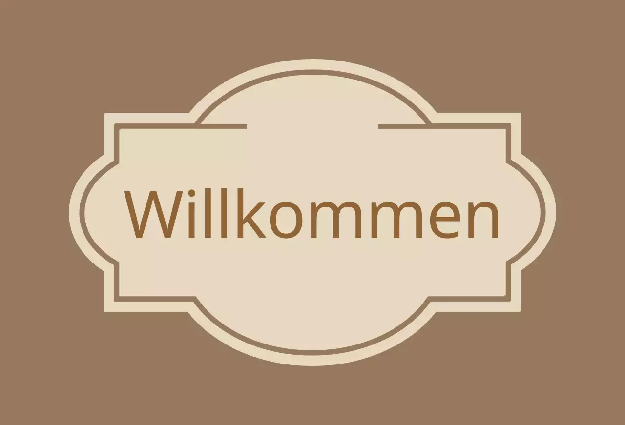 Willkommensschild mit Etiketten Hotel Valeant