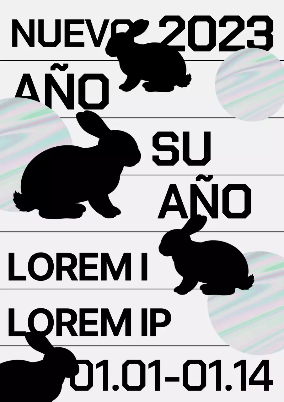 Anuncio de invitación de Año Nuevo en negro y azul