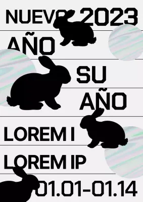 Anuncio de invitación de Año Nuevo en negro y azul