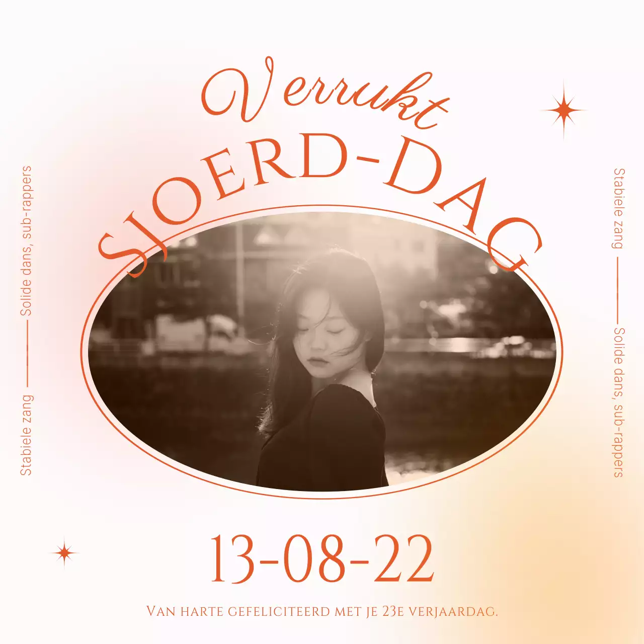 Wens je idool een gelukkige verjaardag in oranje tinten