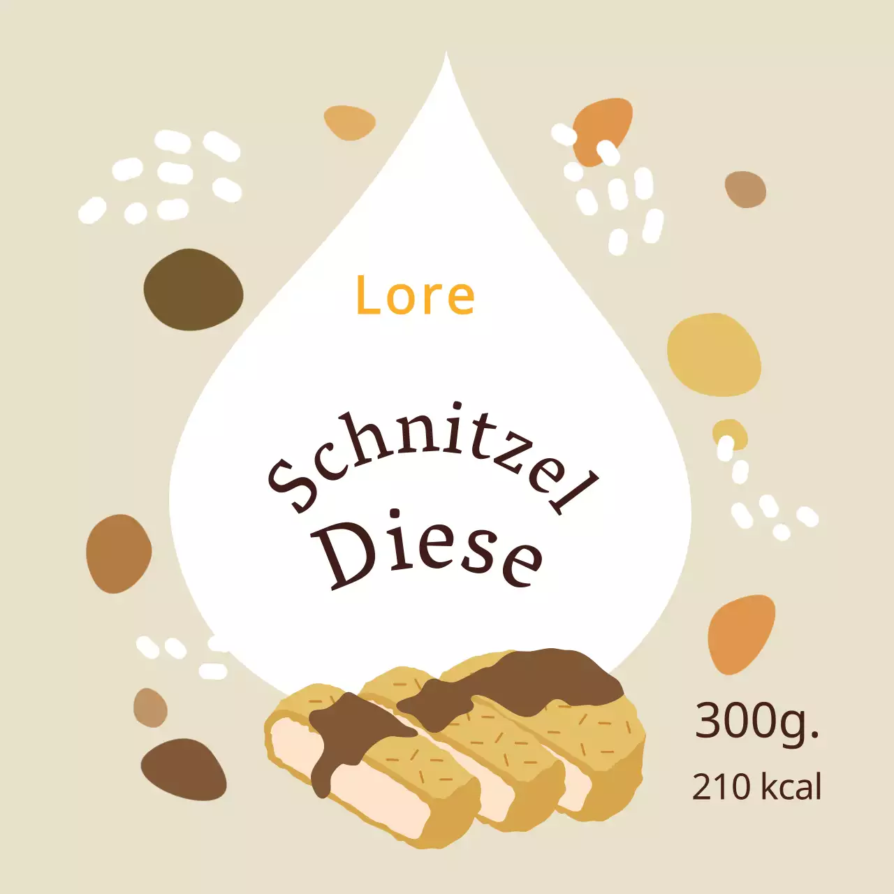 Niedliche braune Schweineschnitzel-Saucenaufkleber