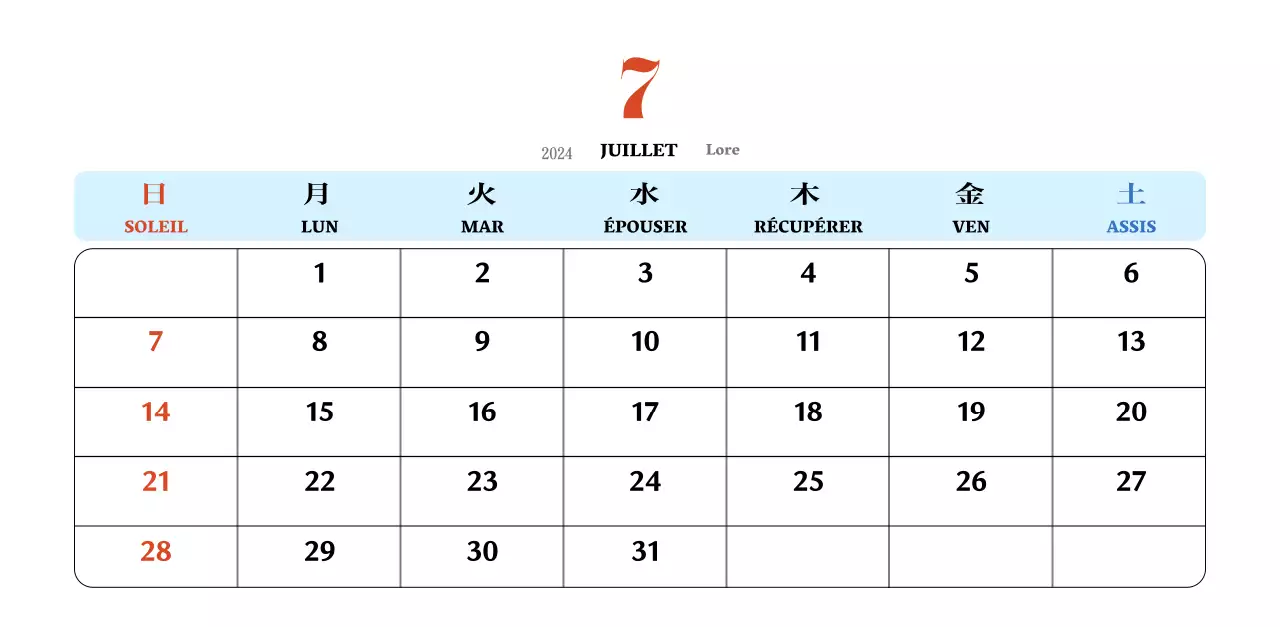 Calendrier rétro conceptuel de la nostalgie en rouge et bleu