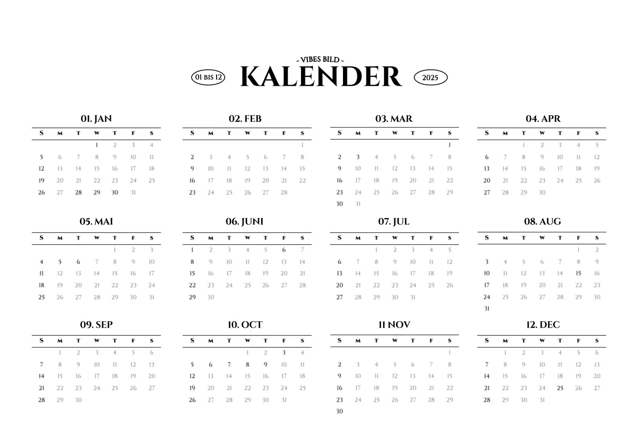 Wandkalender im einfachen Stil mit schwarz-weißer emotionaler Reisefotografie