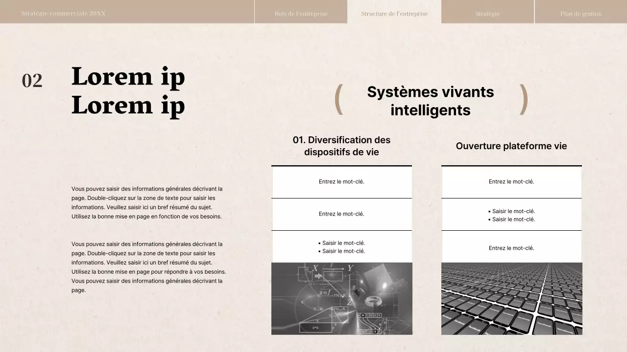 Rapport de stratégie d'entreprise avec une texture de papier beige