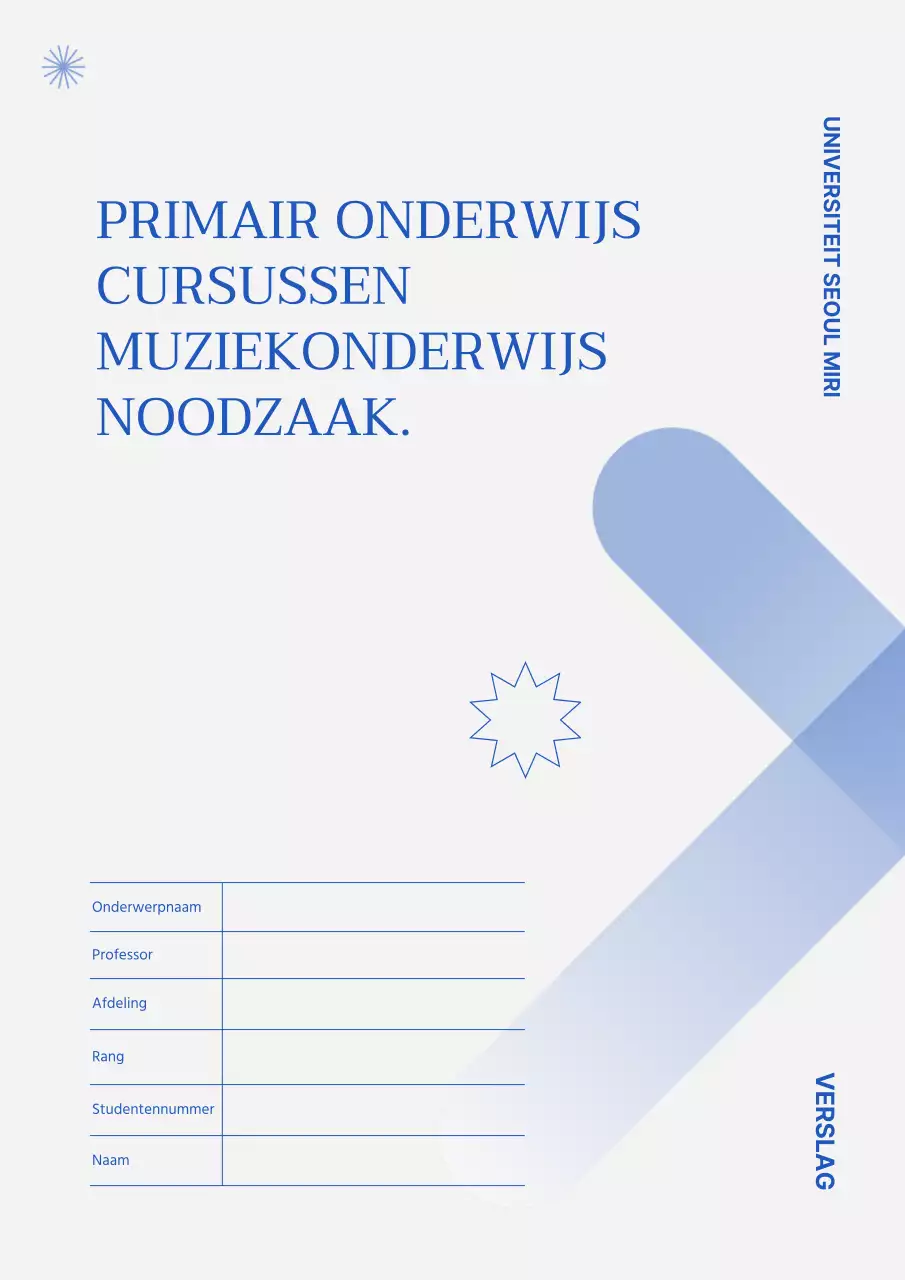 Eenvoudige rapportomslag met blauwe vormen