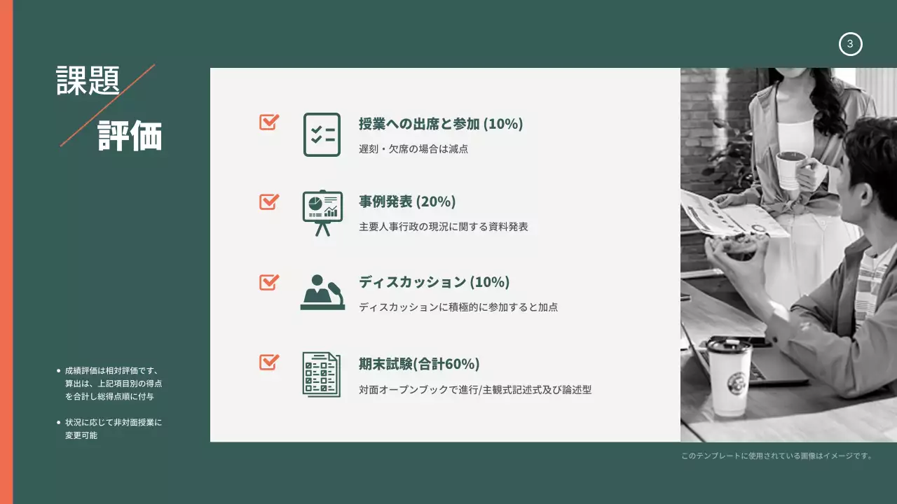 緑 モダン 講義 計画書 プレゼンテーション