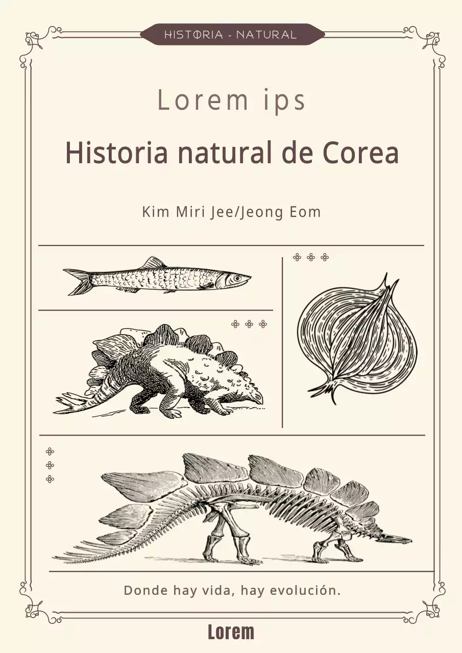 Portada de libro clásico marrón de historia natural