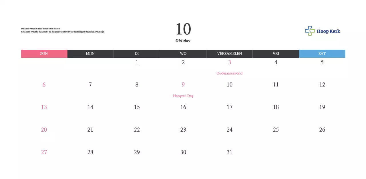 Kalender met opbeurende kerkafbeeldingen