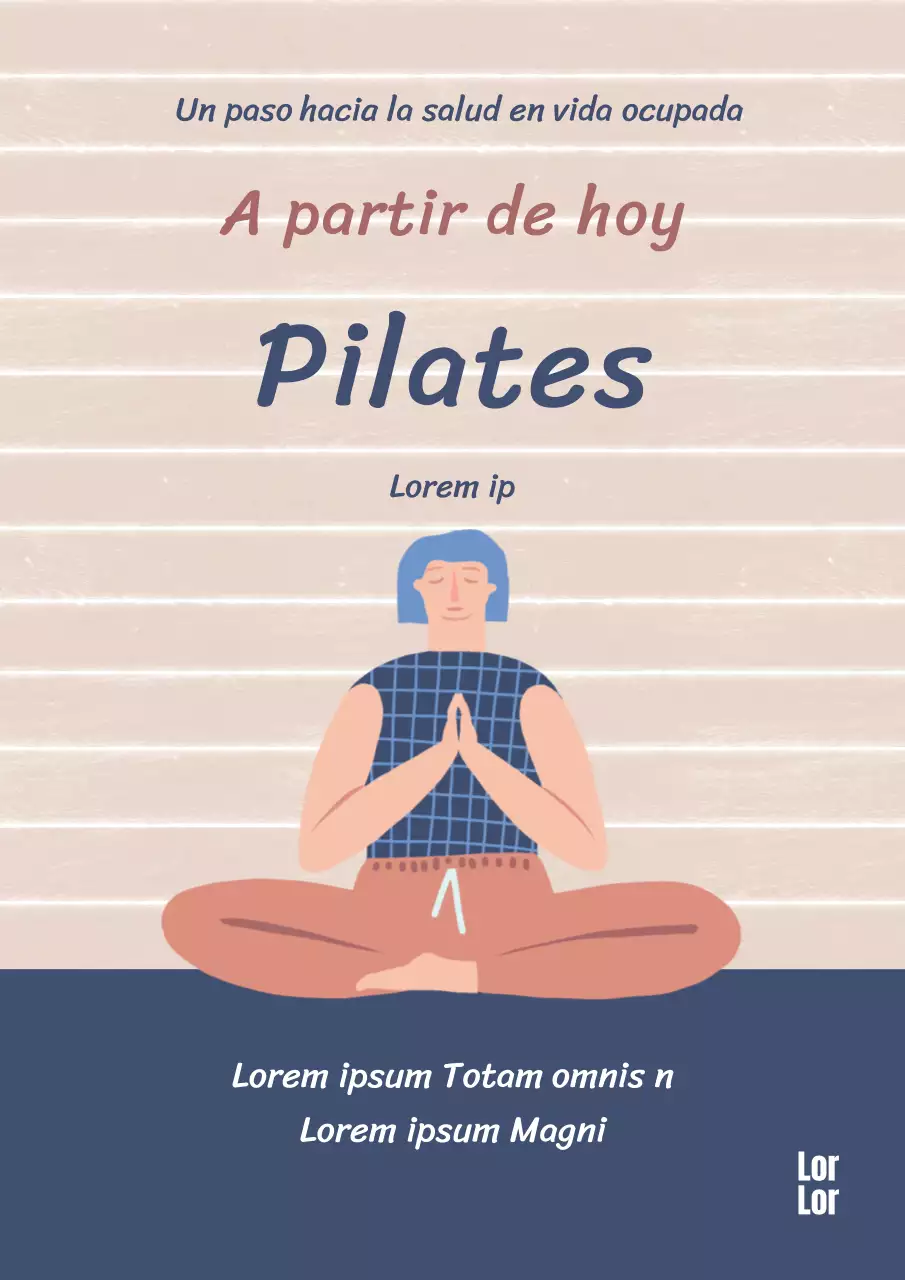 Portada de libro de un ejercicio de Pilates calmante con un meditador sobre fondo beige.