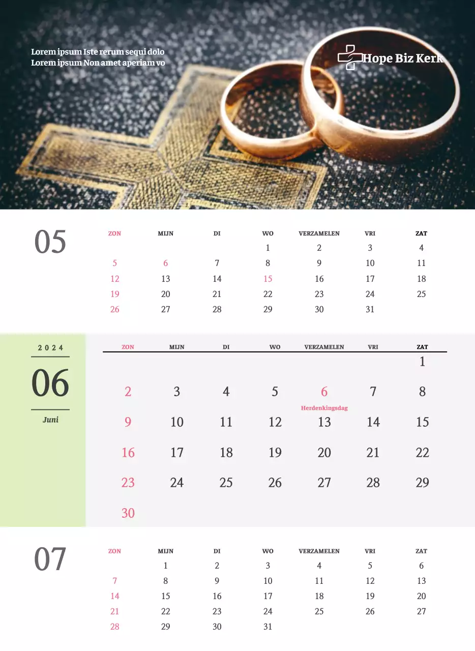 Eenvoudig concept kerkelijke muurkalender in zwart-wit met emotionele religieuze foto's