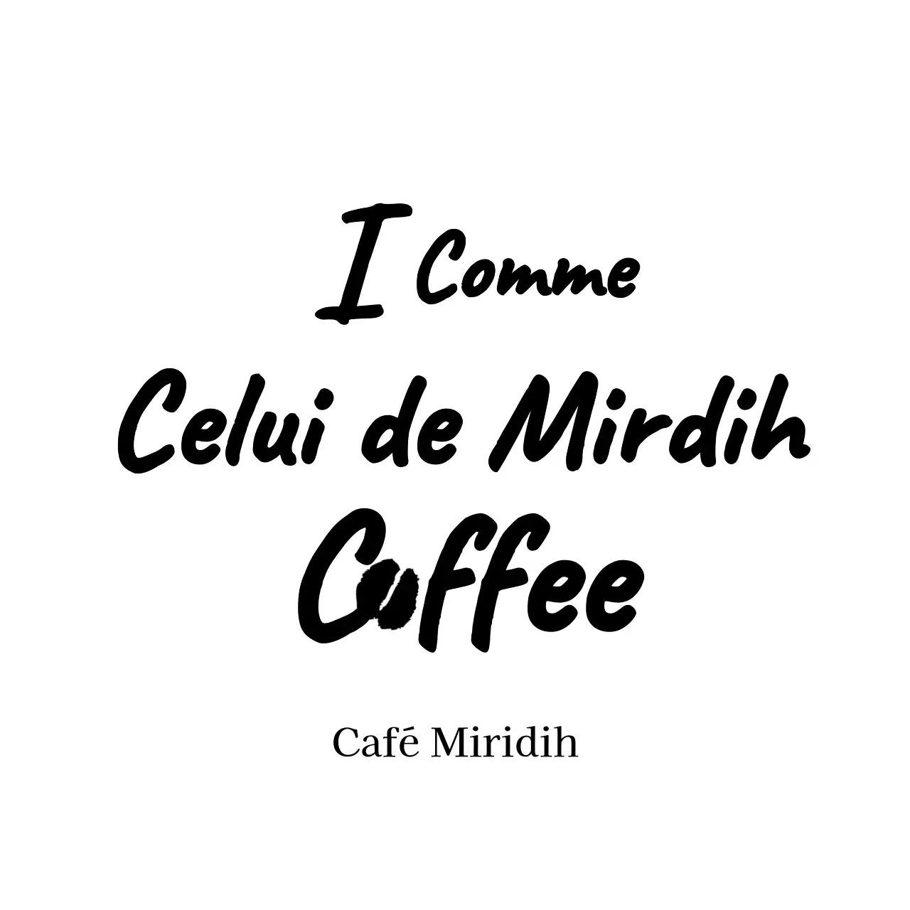 Design d'un café avec lettres manuscrites et illustration d'un grain de café