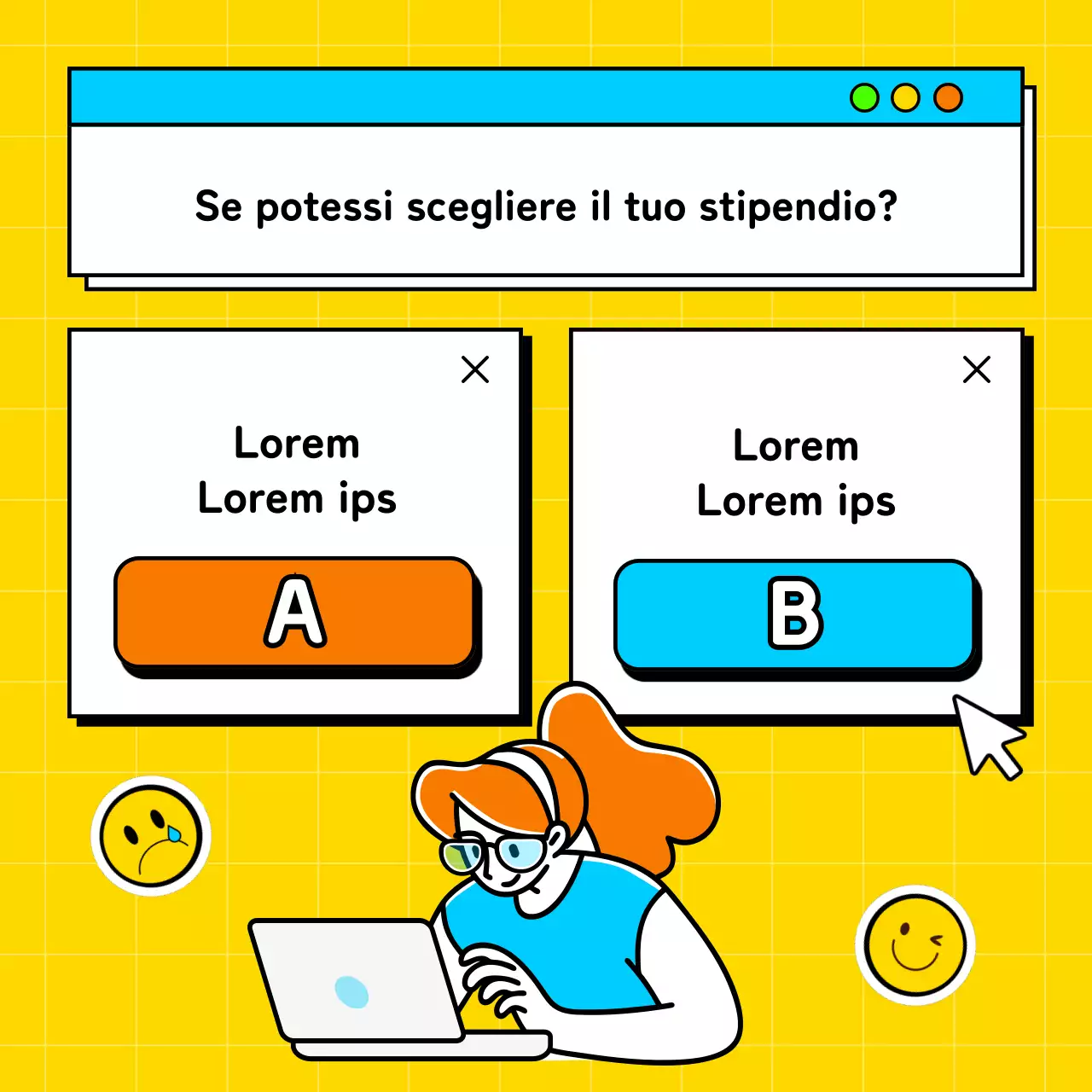 Un gioco di equilibri sul posto di lavoro con spunti di giallo e azzurro inviato da