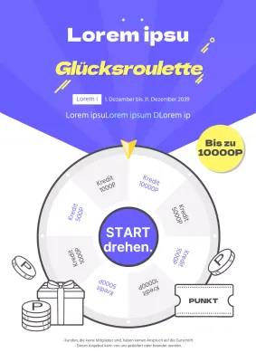 Werben Sie für eine Roulette-Veranstaltung mit einer blau-gelben Roulette-Illustration