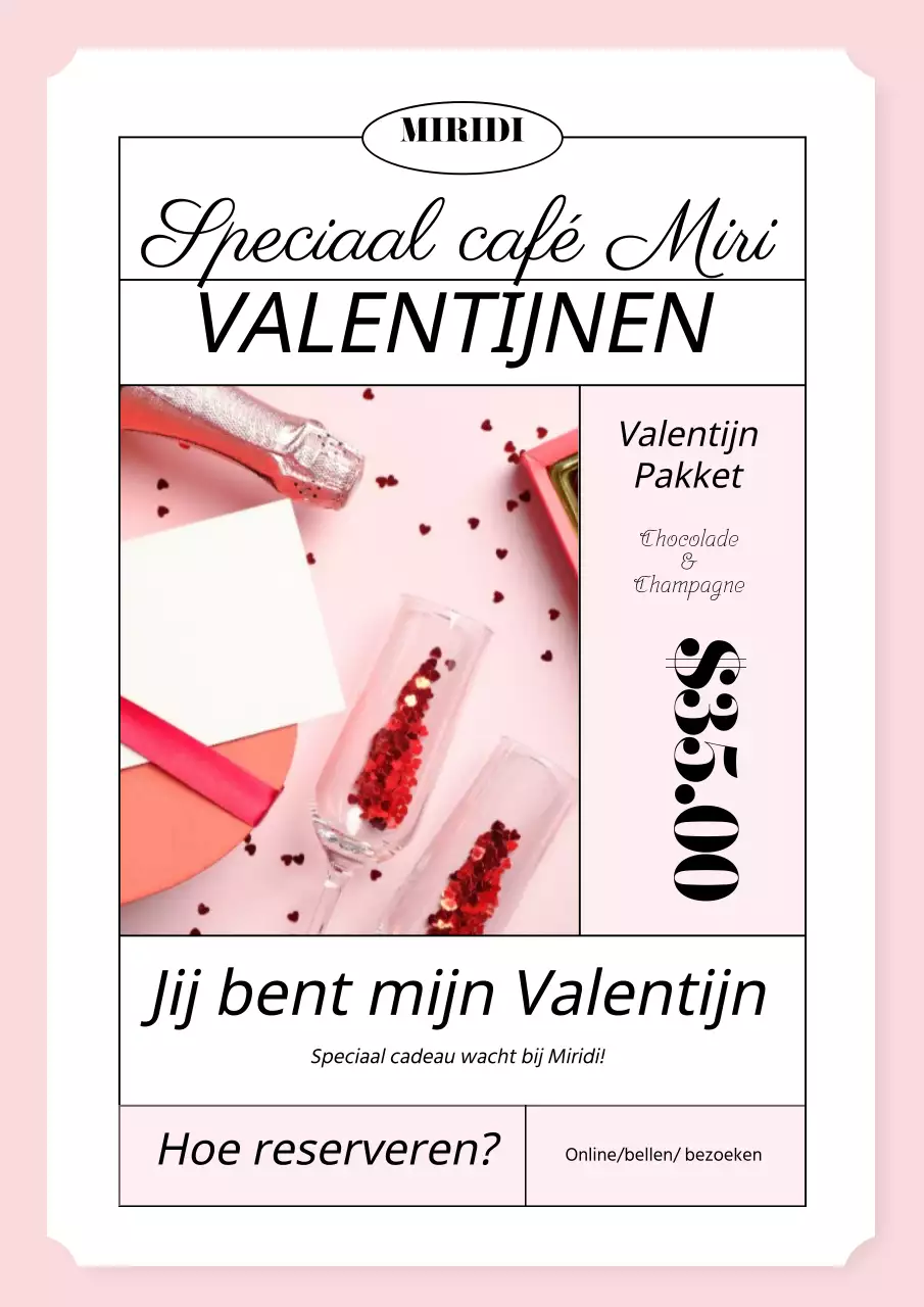 Valentijnsposter in roze en zwart