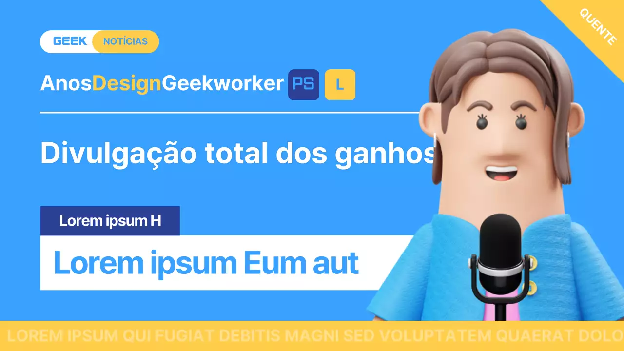 Notícias estereoscópicas 3D para nerds em azul e amarelo