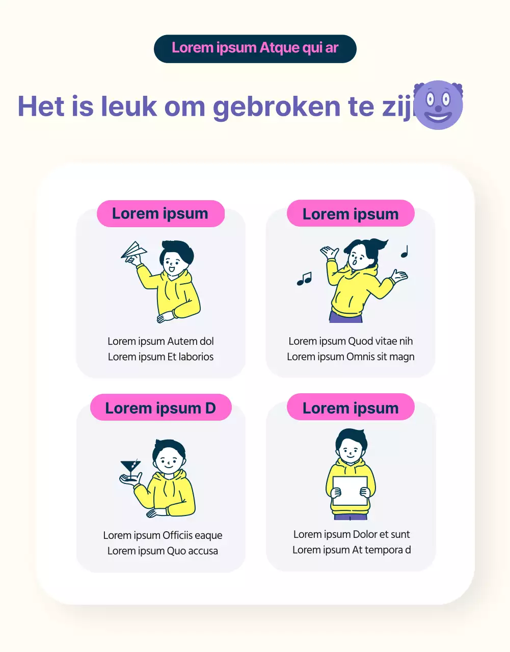 Paars en geel minimalistische B-grade college leven MT promotie