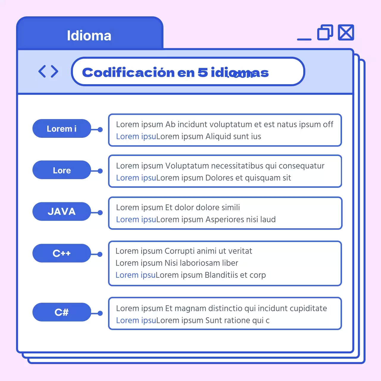 Explore los lenguajes de programación de alta saturación en azul y rosa