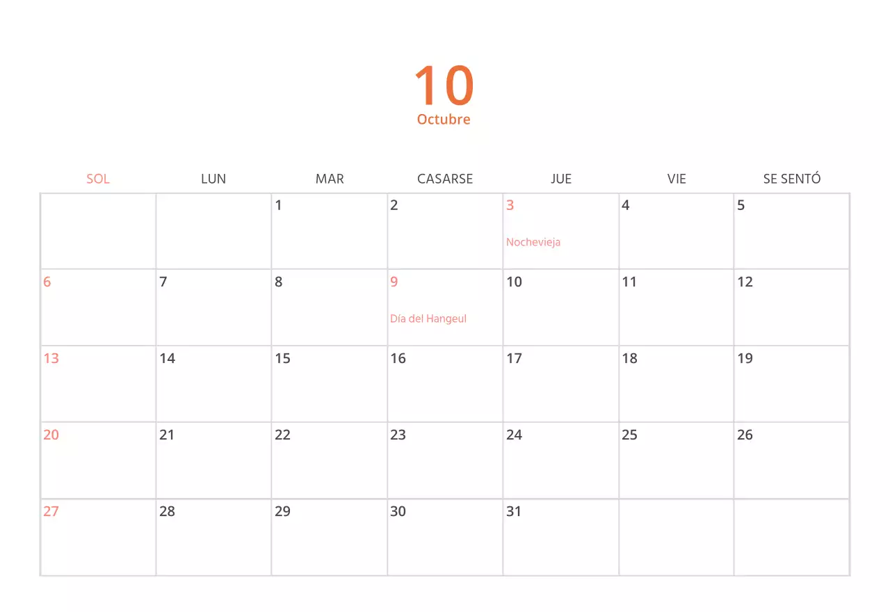 Bonito calendario de sobremesa ilustrado de temática familiar en color verde