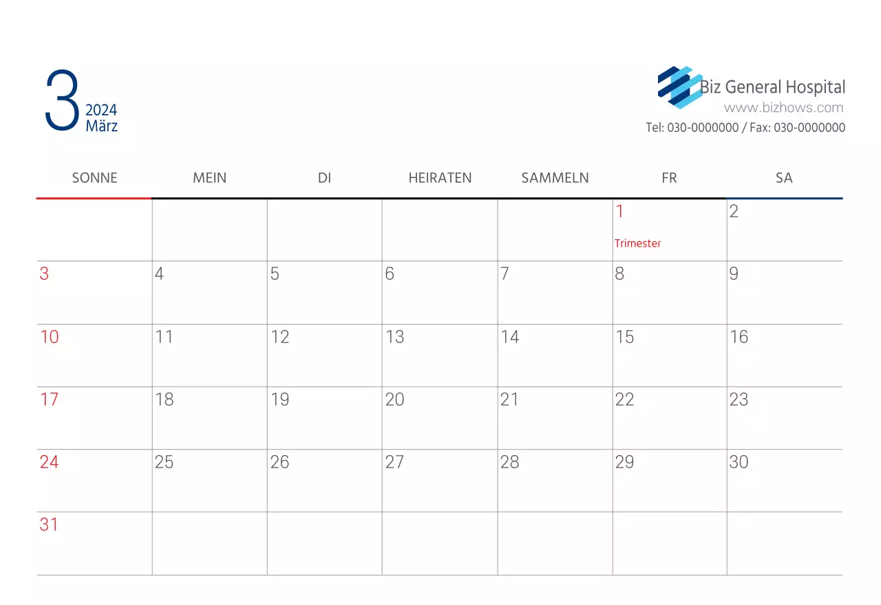 Navy Weiß Einfaches Krankenhaus