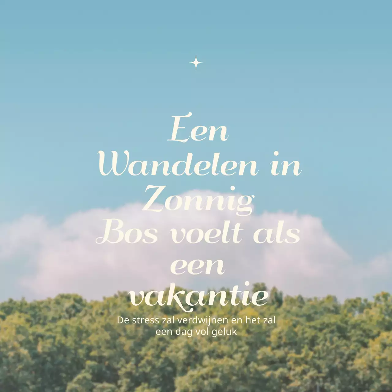 Een sentiment geschreven in een schattig lettertype op een achtergrond met een warm en gastvrij landschap.