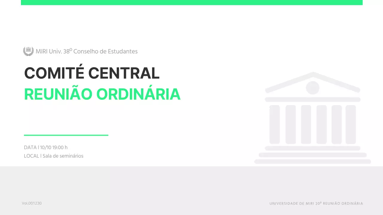 Uma reunião simples, verde-limão, do conselho de estudantes