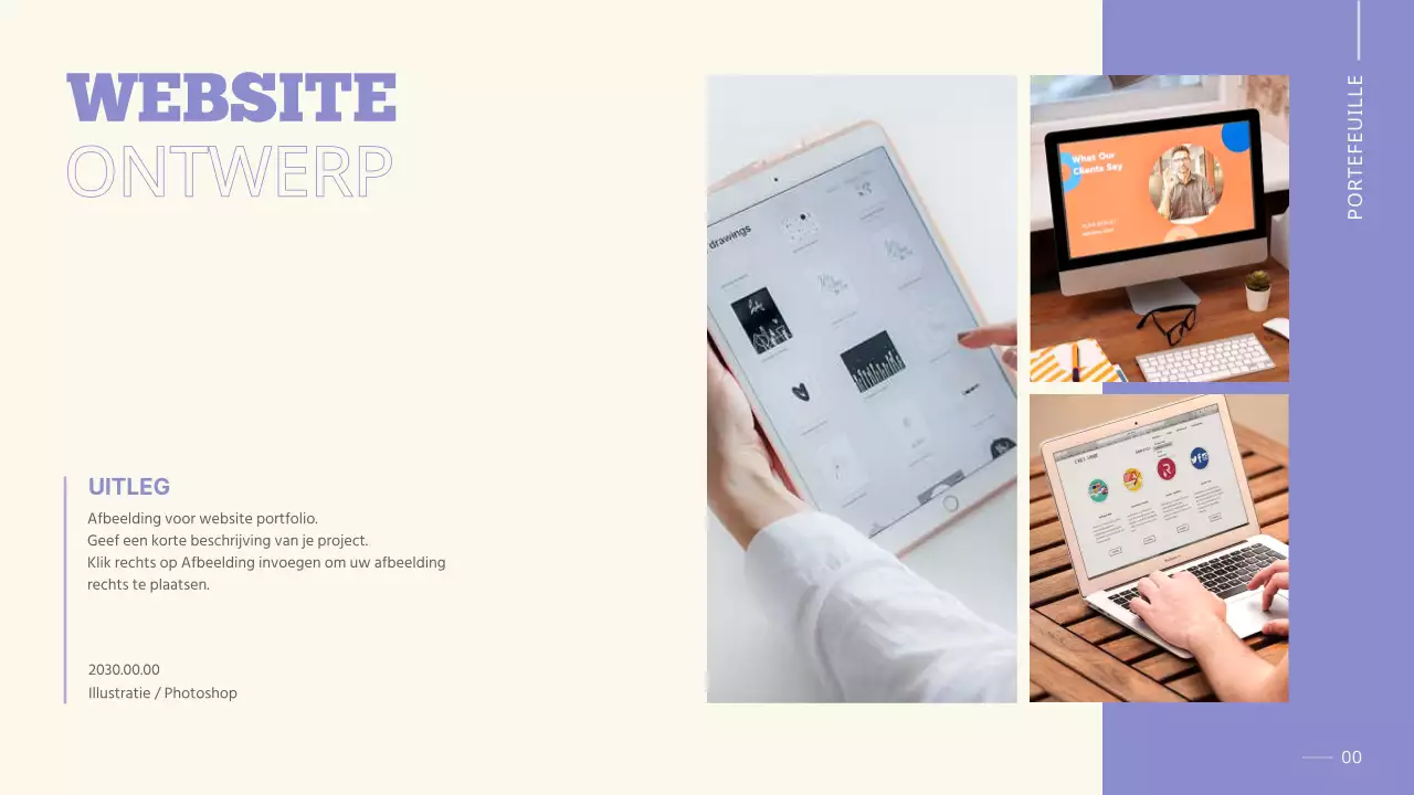 Een strakke, mauve en beige portfolio voor de voorbereiding van een student op een baan