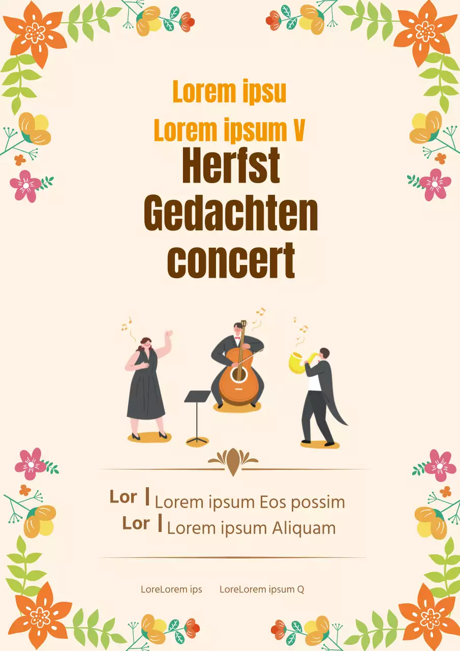 Beige illustratie herfst muziek festival concert promotie