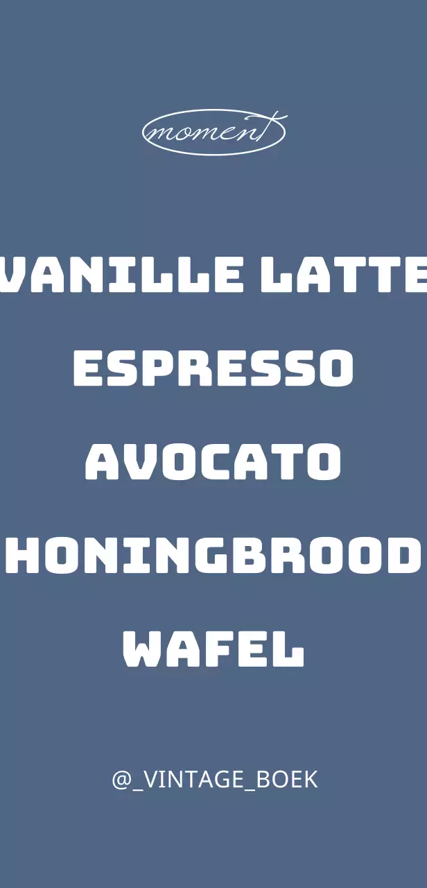 Boek café teken met vintage menu op blauwe achtergrond