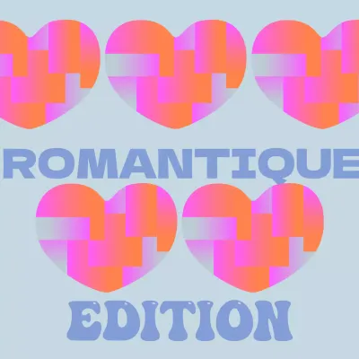 Couvertures d'albums en rose, orange et bleu
