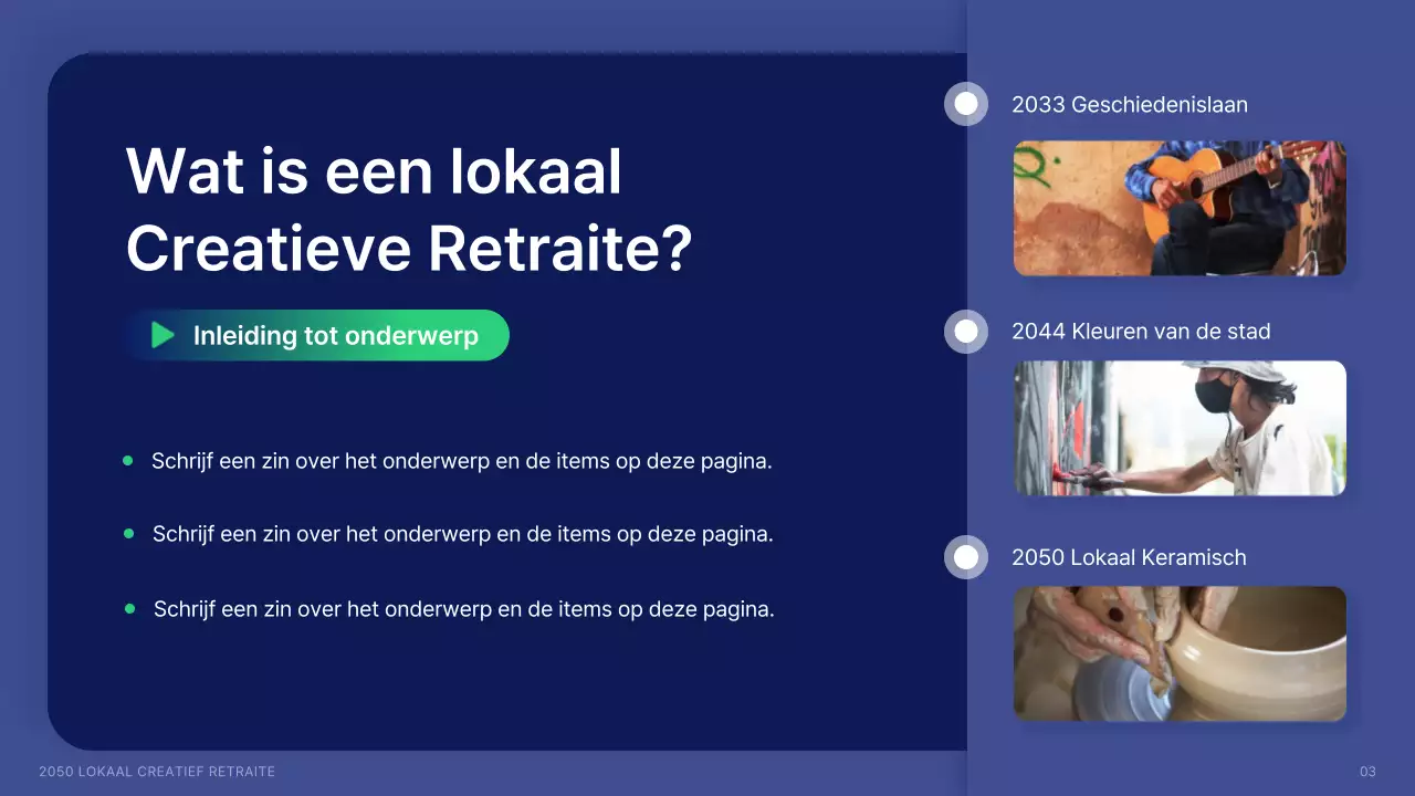 Lokale creatieven werven met vormen in marineblauw en accentkleuren