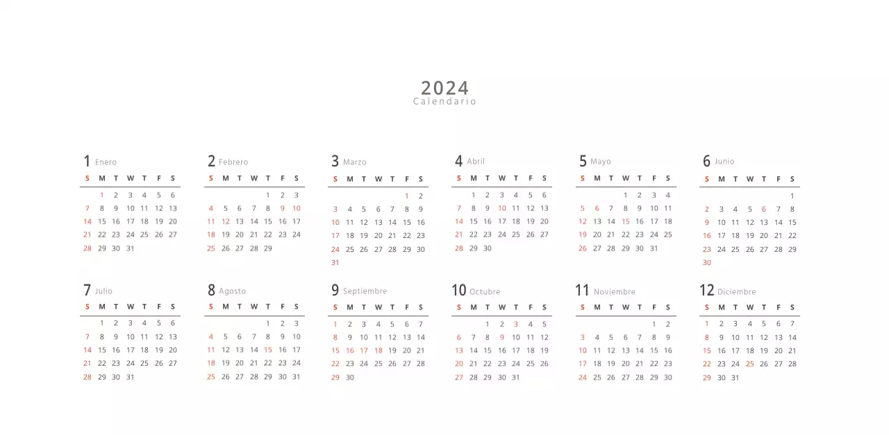 Calendario de interiorismo en blanco y limpio