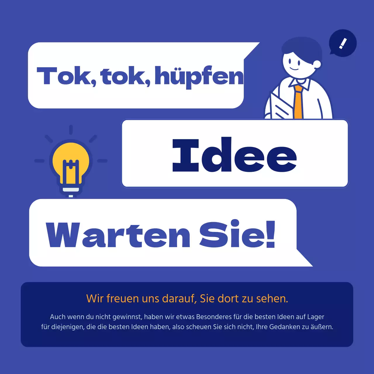 Interner Ideenwettbewerb mit blauem Sprechblasenkonzept