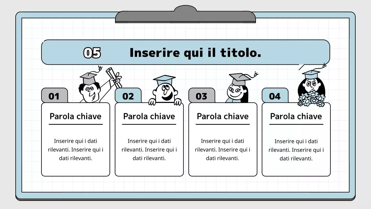 Kit di presentazione educativa con concetto di blocco note azzurro e bianco