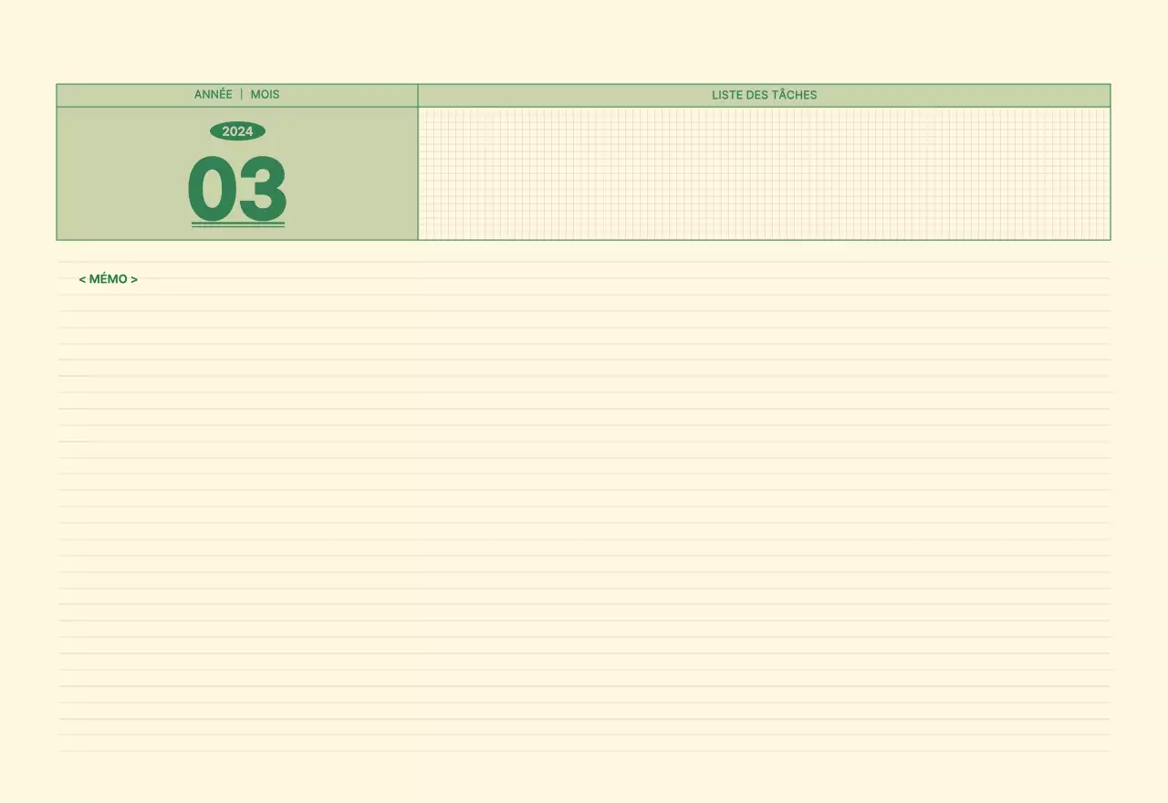 Calendrier mural SAT D-day notepad concept en vert et jaune clair