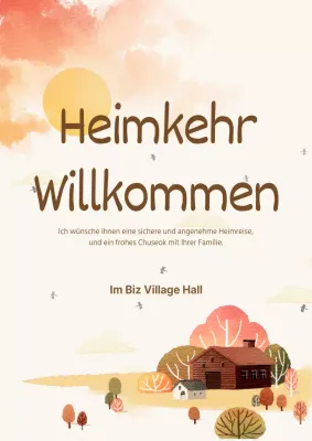 Niedlich illustrierte Herbstgrüße Werbeplakat in Elfenbein