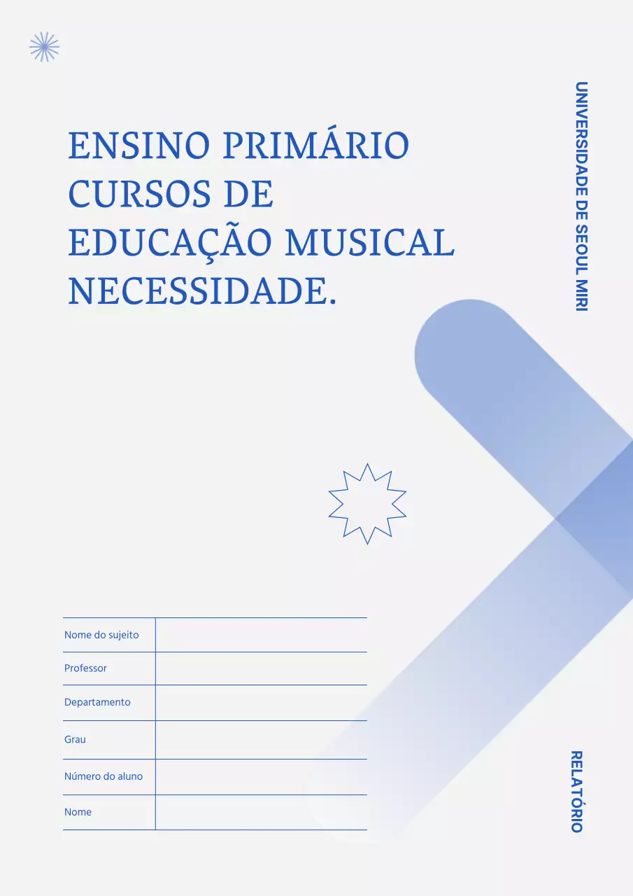 Capa de relatório simples com formas azuis