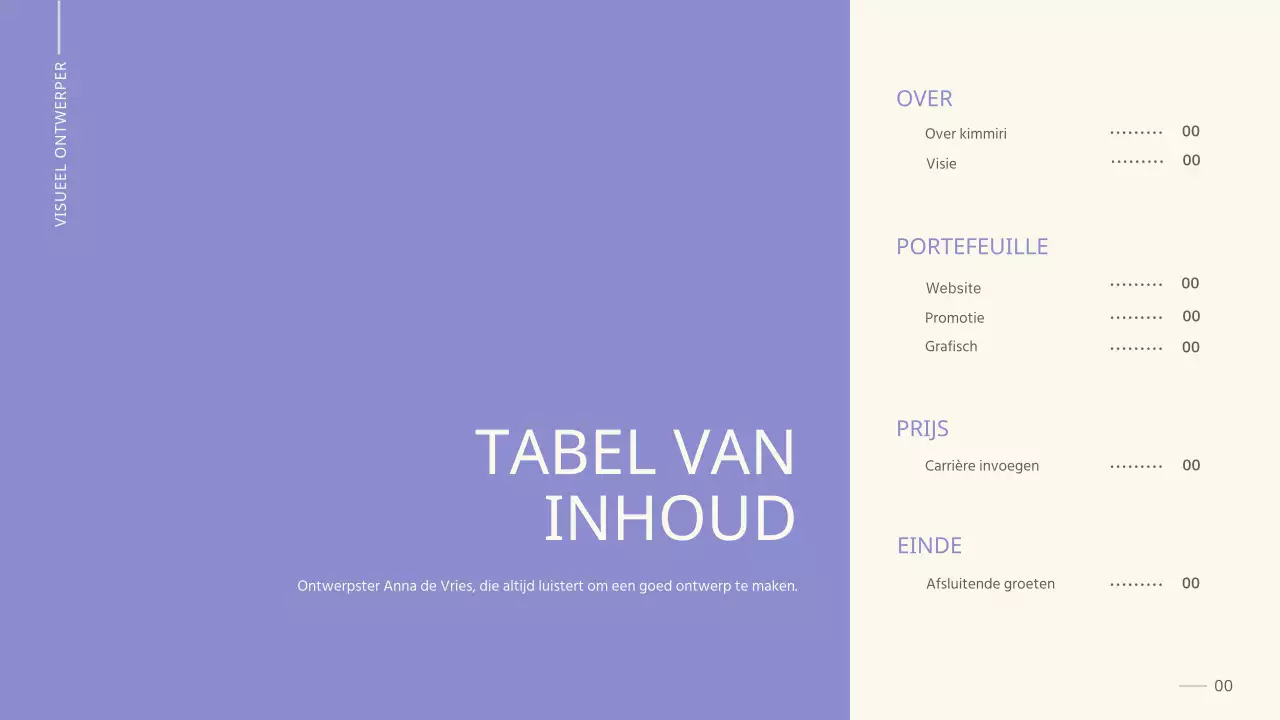 Een strakke, mauve en beige portfolio voor de voorbereiding van een student op een baan